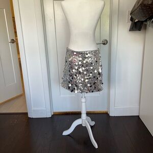 Cider Silver Sequin Mini Skirt